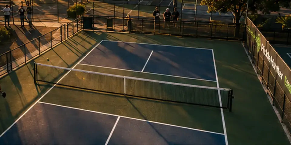 Players warming up on an outdoor pickleball court