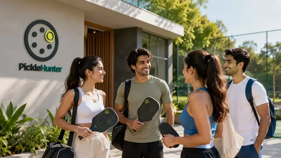 Players arriving together for a pickleball session